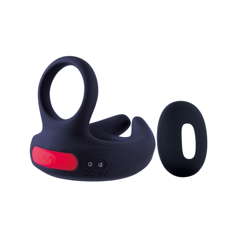Dual Motor Cock Ornament with Scrotal Stimulator (Black)