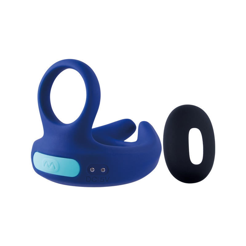 Dual Motor Cock Ornament with Scrotal Stimulator (Blue)