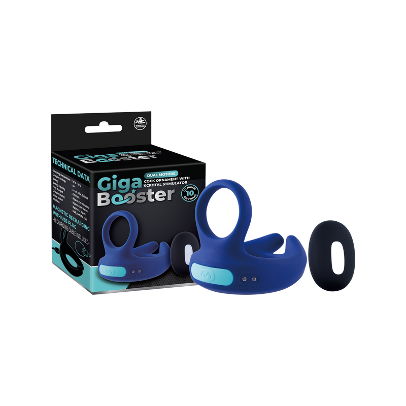 Dual Motor Cock Ornament with Scrotal Stimulator (Blue)