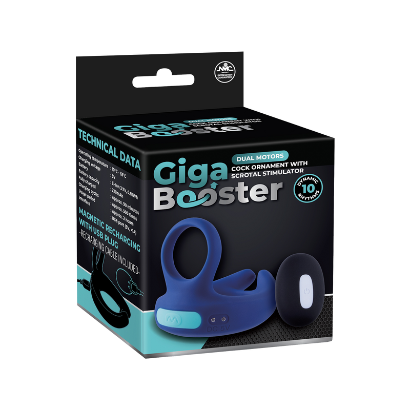 Dual Motor Cock Ornament with Scrotal Stimulator (Blue)