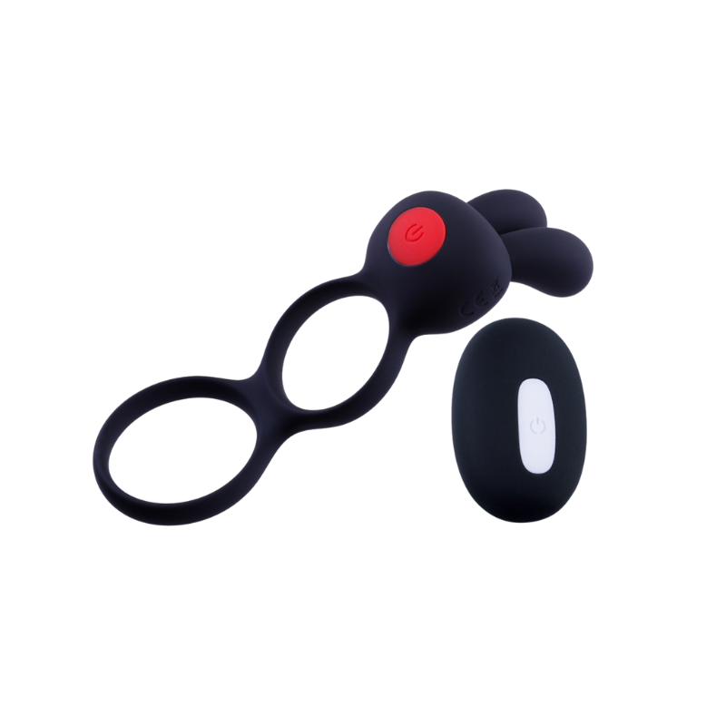 Cock & Scrotal Ornament with Clit Stimulator - A (Black)