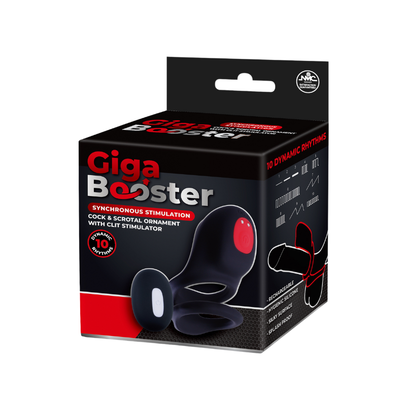 Cock & Scrotal Ornament with Clit Stimulator - B (Black)