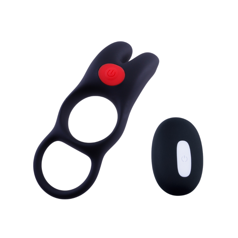 Cock & Scrotal Ornament with Clit Stimulator - C (Black)