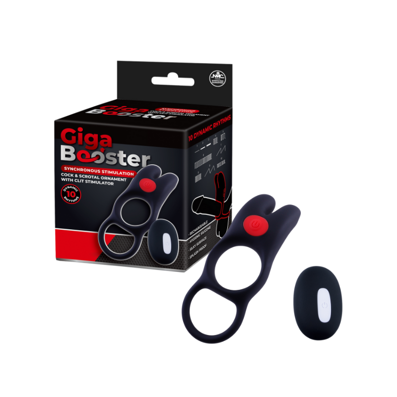 Cock & Scrotal Ornament with Clit Stimulator - C (Black)