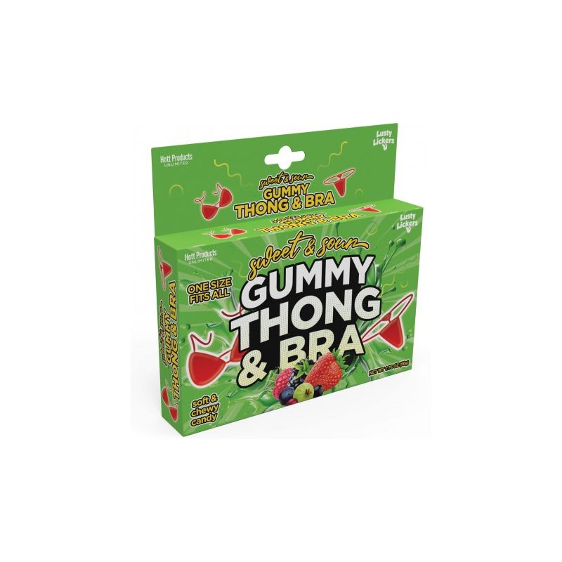 Lusty Lickers Sweet & Sour Gummy Thong & Bra - Edible Sexy Experience
