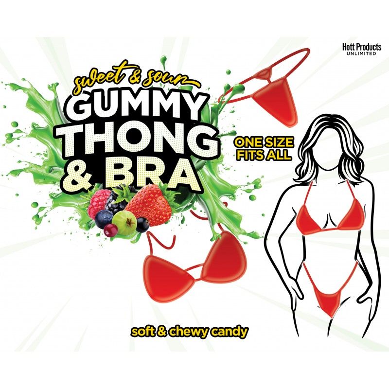 Lusty Lickers Sweet & Sour Gummy Thong & Bra - Edible Sexy Experience