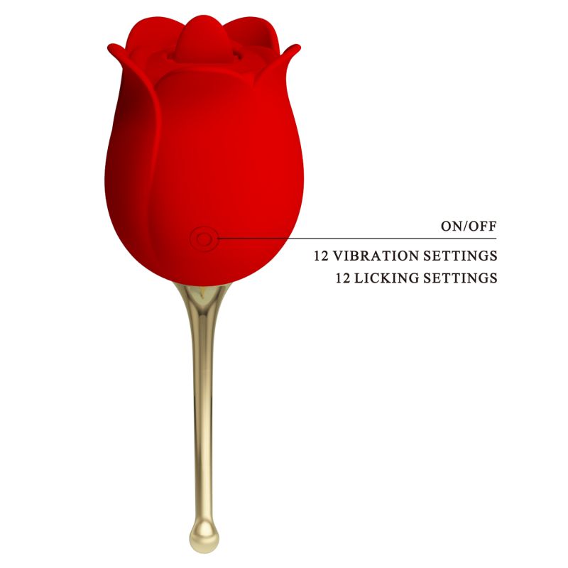 Rose Lover Licking Vibrator (Red)