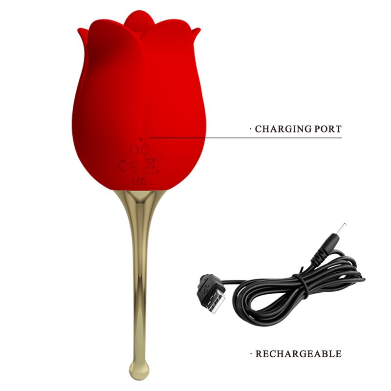 Rose Lover Licking Vibrator (Red)