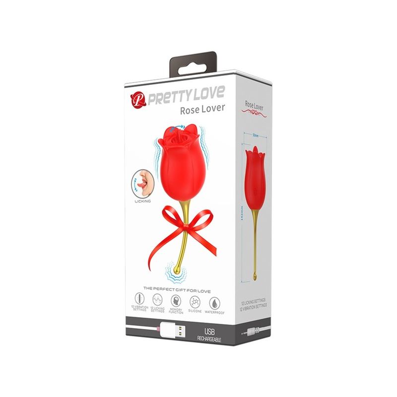 Rose Lover Licking Vibrator (Red)
