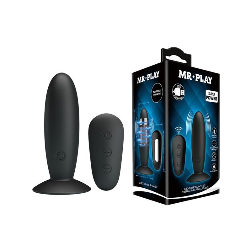 Mr. Play Remote Controlled Vibrating Anal Plug (Black)
