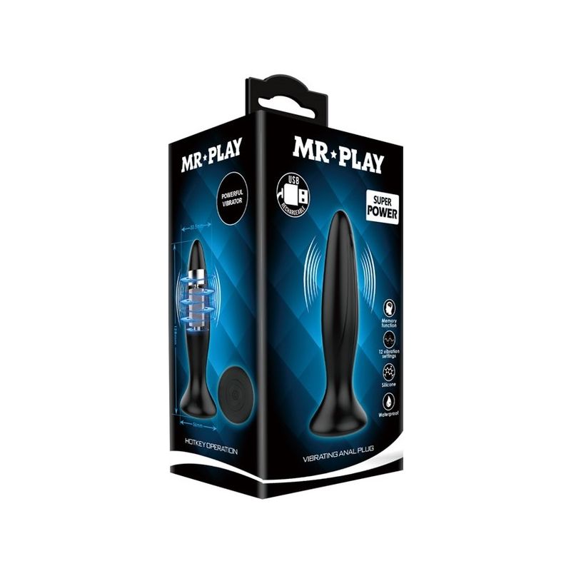 Mr. Play Vibrating Anal Plug - Pretty Love (Black)