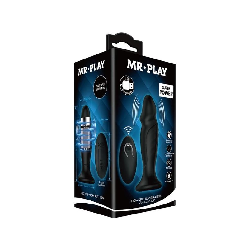 Mr. Play Powerful Vibrating Anal Plug (Black - Type A)