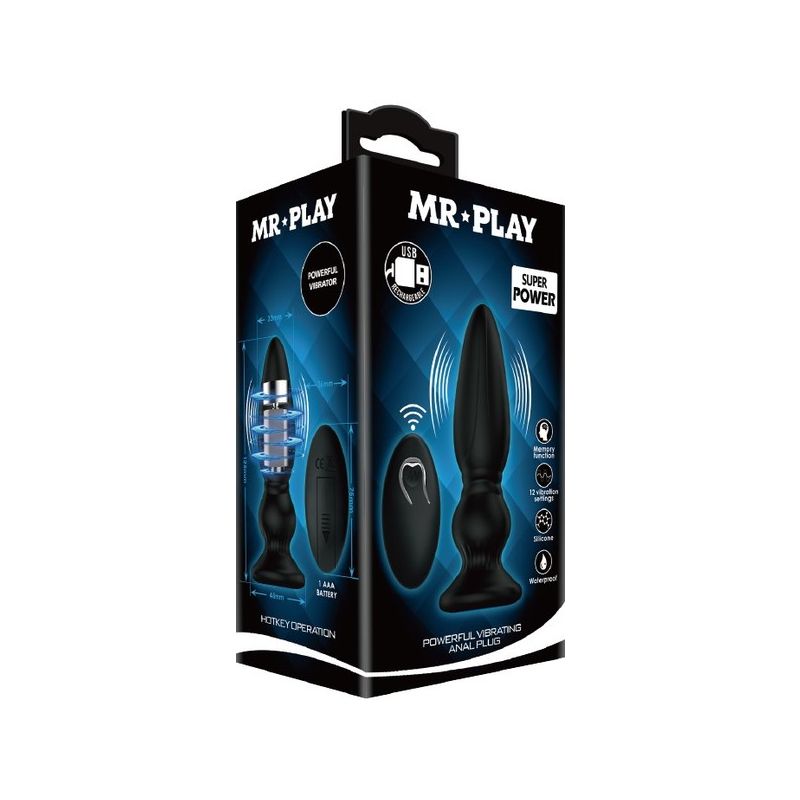 Mr. Play Powerful Vibrating Anal Plug (Black - Type B)