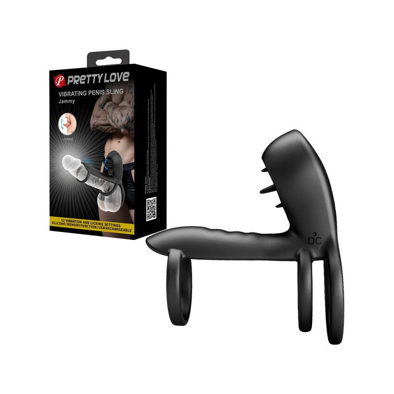 Jammy - Vibrating Penis Sling - Pretty Love (Black)