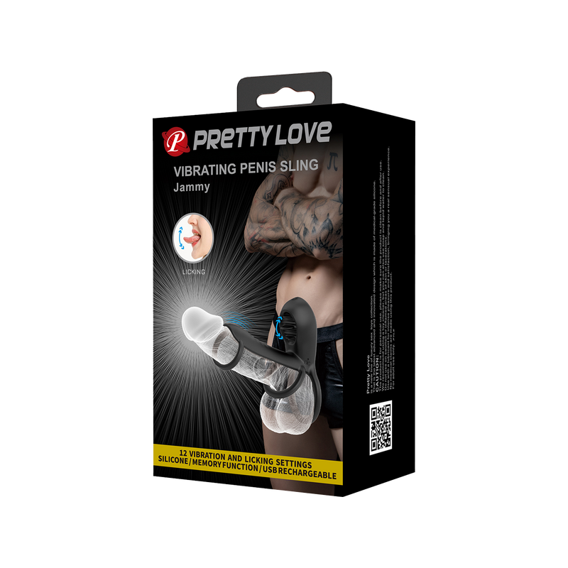 Jammy - Vibrating Penis Sling - Pretty Love (Black)