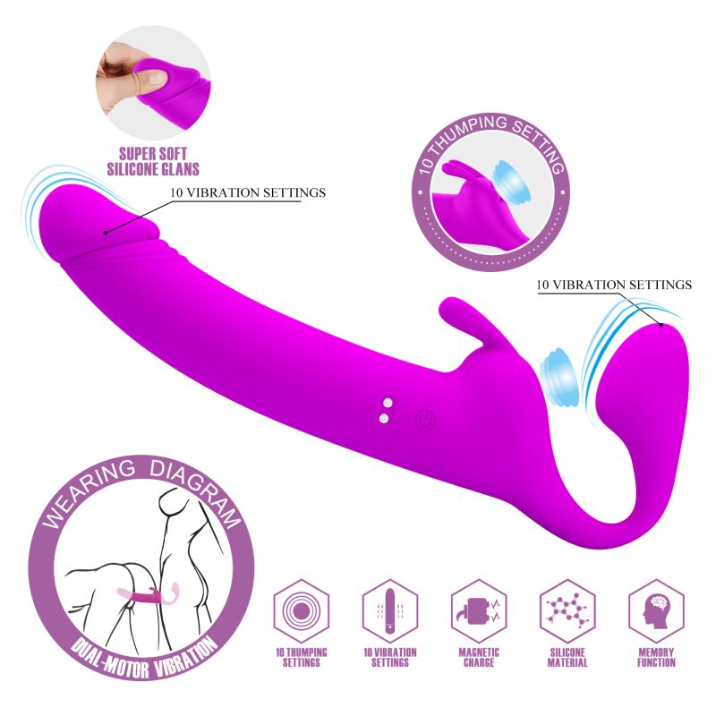 Zanini Vibrating Strapless Strap-On (Purple)