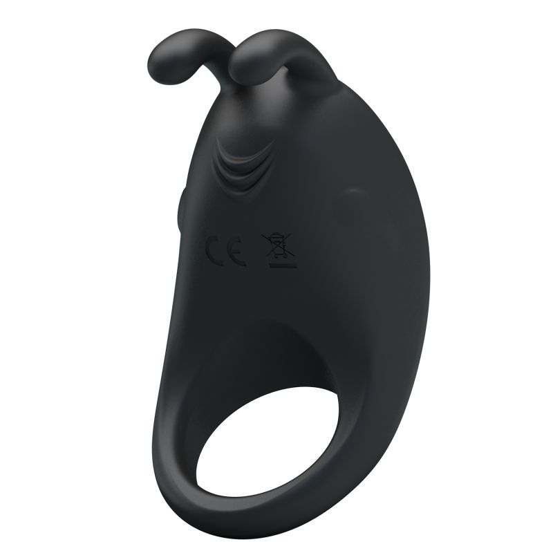 Rechargeable Rabbit Vibrator Cock Ring (Black)