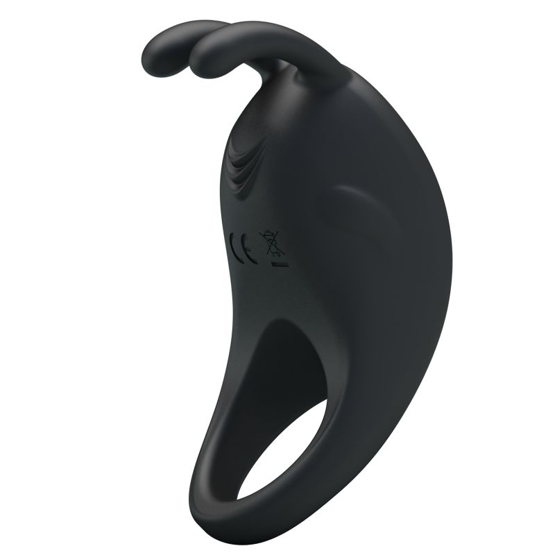 Rechargeable Rabbit Vibrator Cock Ring (Black)