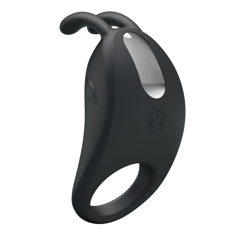 Rechargeable Rabbit Vibrator Cock Ring (Black)