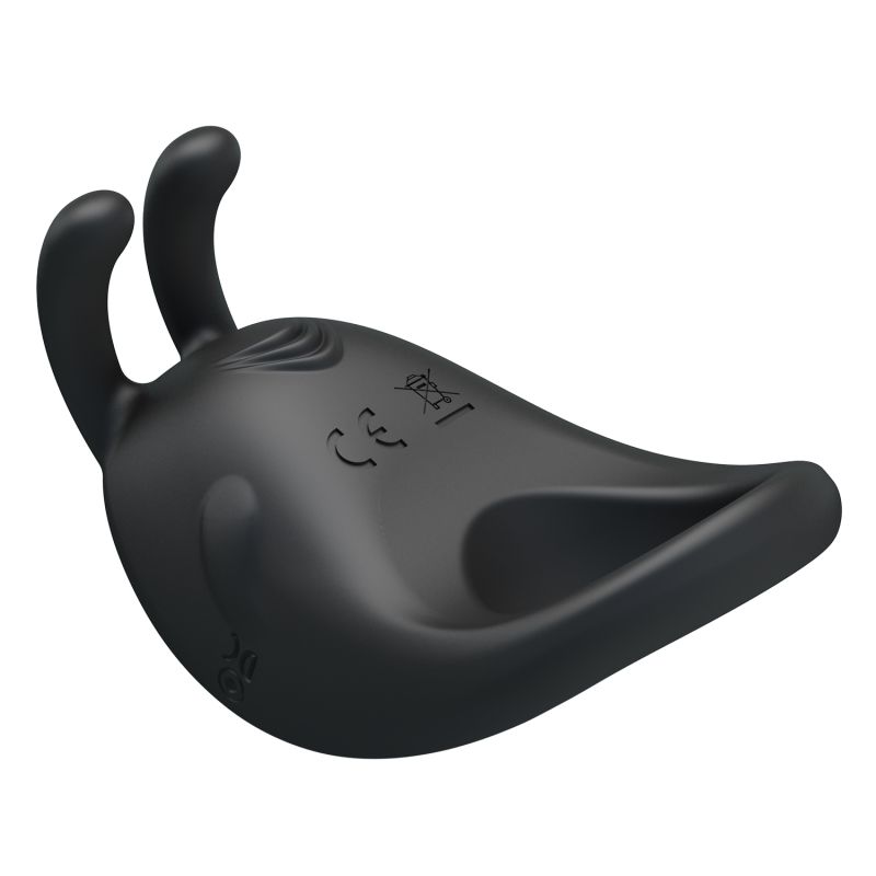 Rechargeable Rabbit Vibrator Cock Ring (Black)