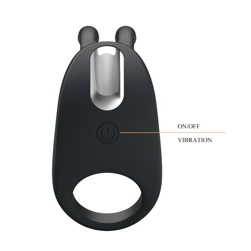 Rechargeable Rabbit Vibrator Cock Ring (Black)