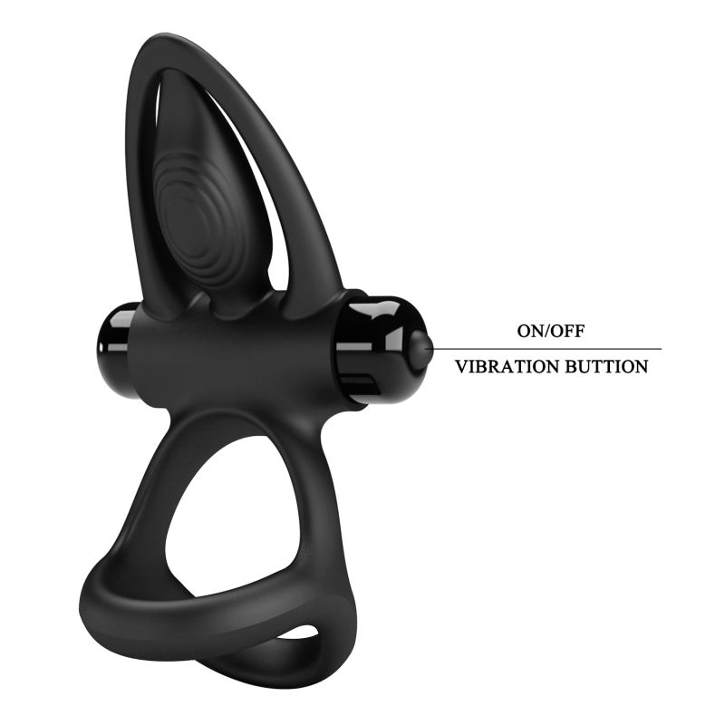 Vibration Cock Ring - Pretty Love (Black)