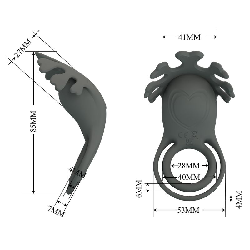 Ruben 7 Function Vibrating Cock Ring (Grey)