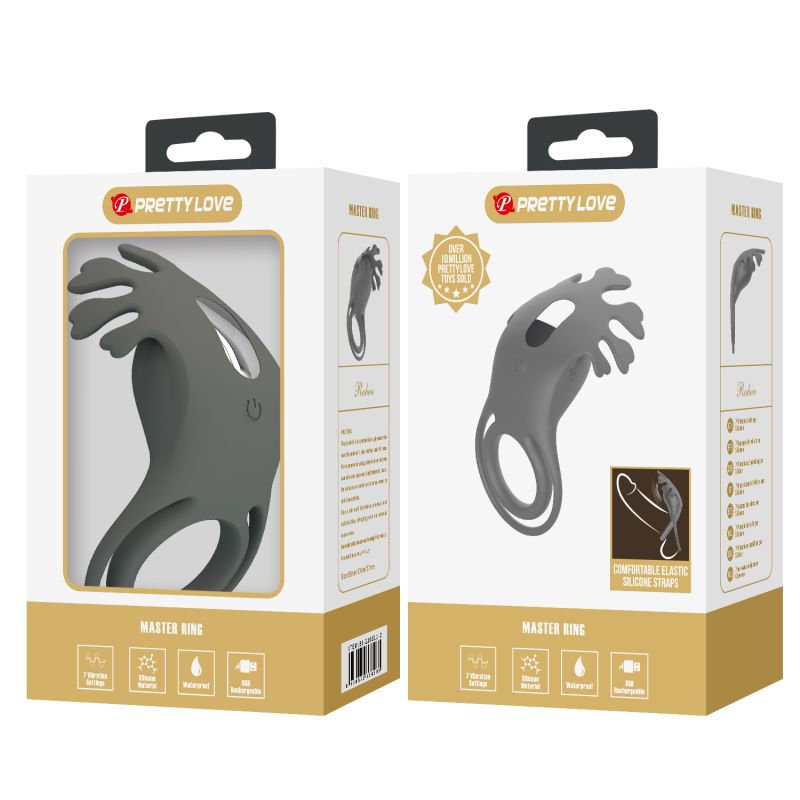 Ruben 7 Function Vibrating Cock Ring (Grey)