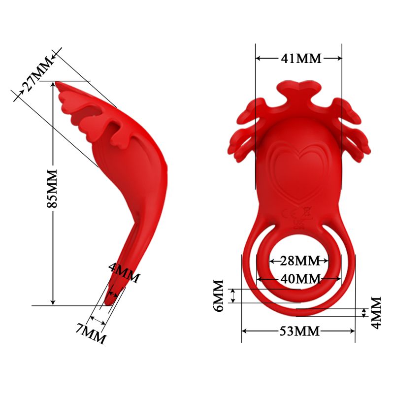 Ruben 7 Function Vibrating Cock Ring (Red)