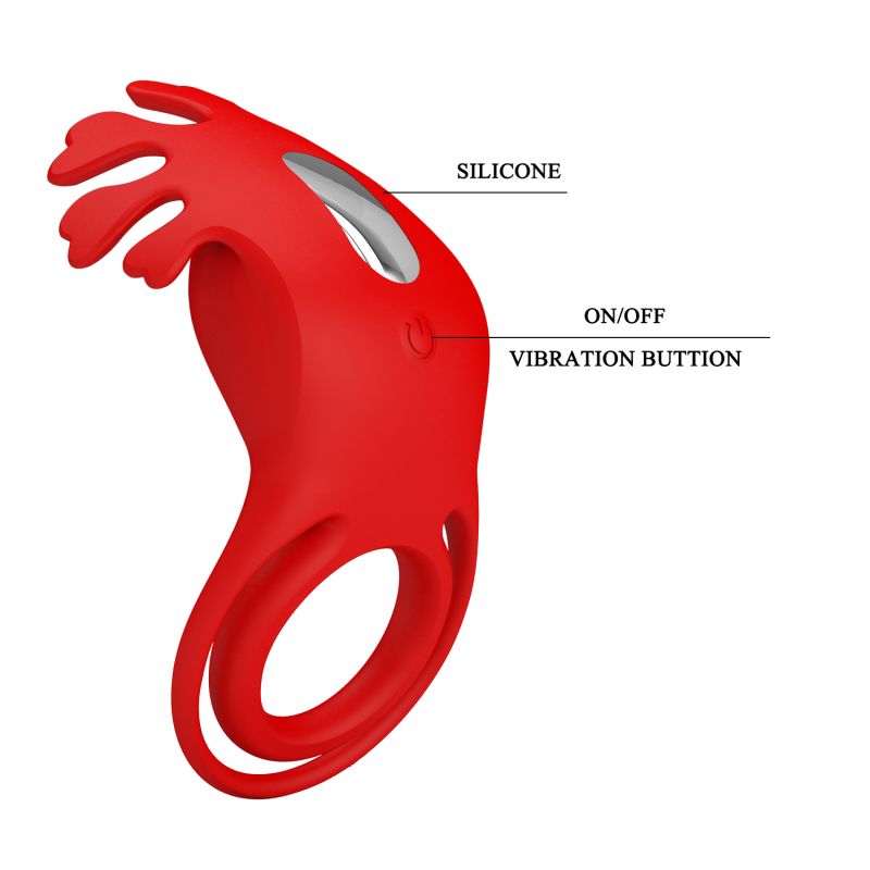 Ruben 7 Function Vibrating Cock Ring (Red)