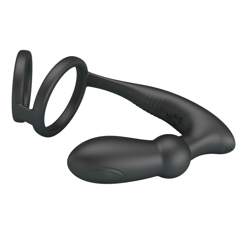 Emoni Cock Ring with Butt Plug (Black)