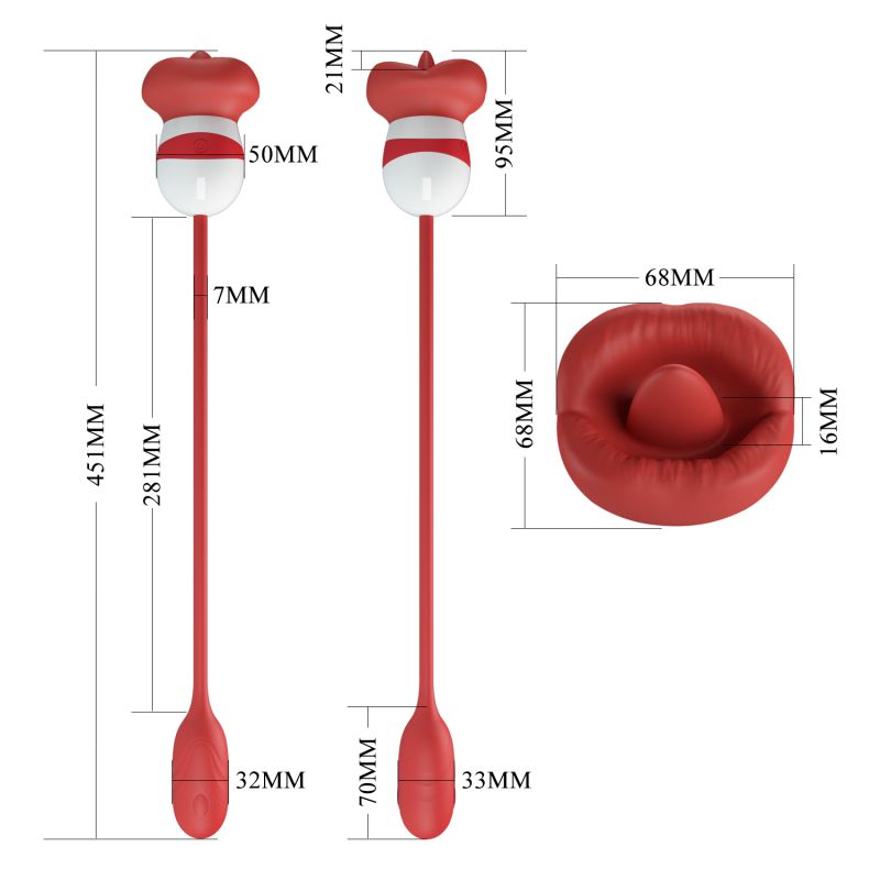 Aliyah Mouth Shaped Vibrator (Red / White)