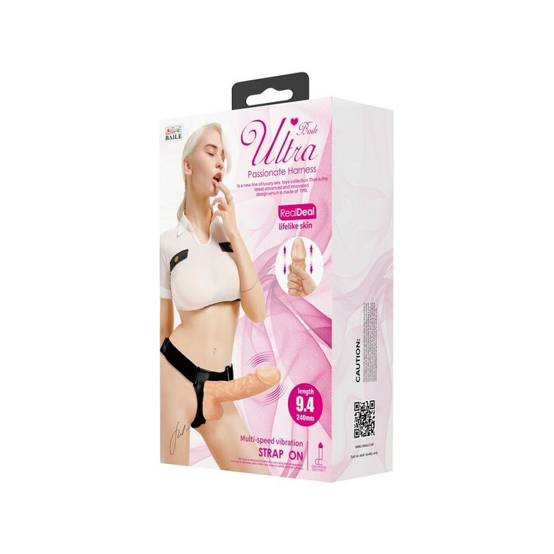 Ultra Passionate Harness with Vibrating Dildo - 9.4