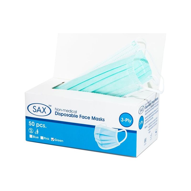 Disposable Face Mask - 50 Pack (Green)