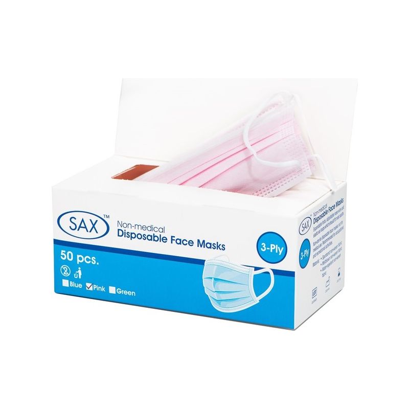 Disposable Face Mask - 50 Pack (Pink)
