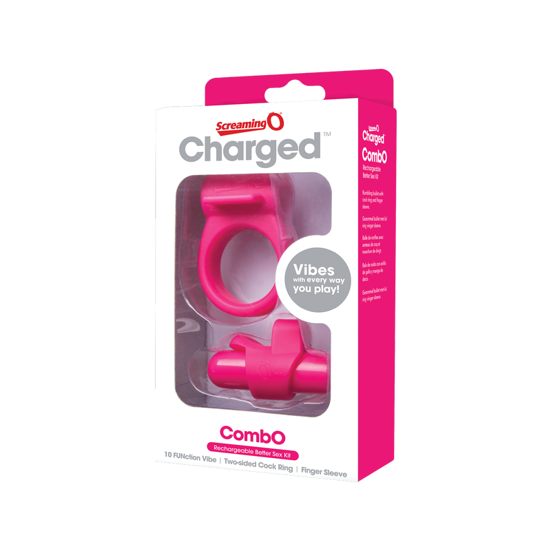 Charged Combo Kit #1 - Cock Ring & Fingertip Sleeve (Pink)