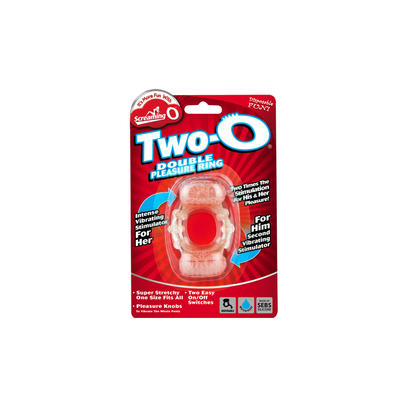 Two-O - Double Pleasure Vibrating Cock Ring - Screaming O (Pink)