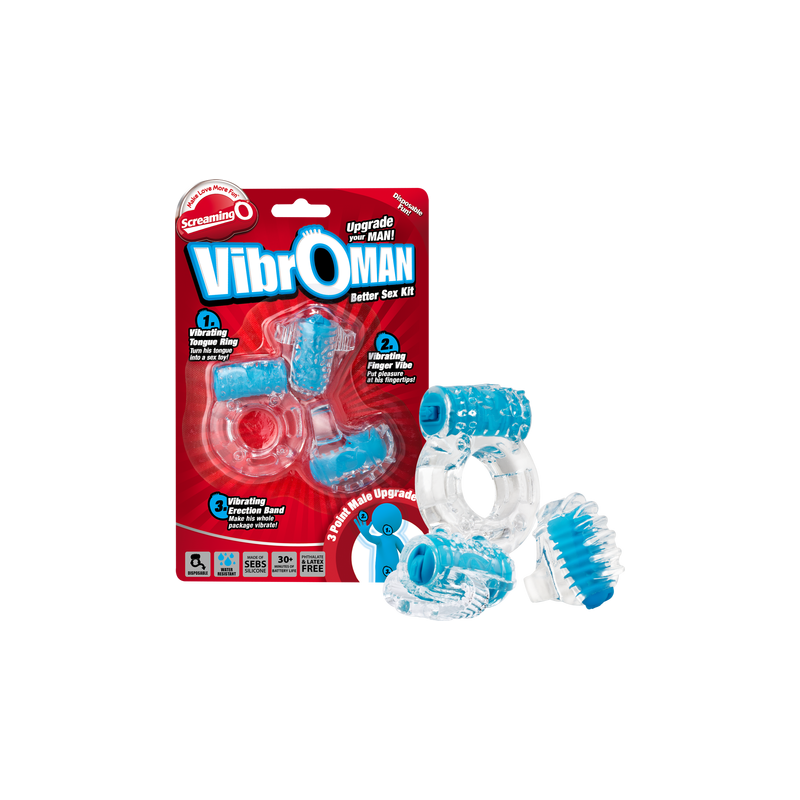 VibrOman - Sex Toy Starter Kit for Couples - Screaming O (Blue)