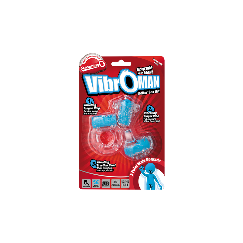 VibrOman - Sex Toy Starter Kit for Couples - Screaming O (Blue)