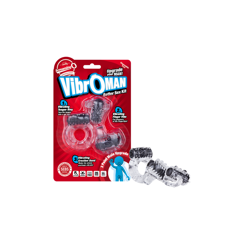 VibrOman - Sex Toy Starter Kit for Couples - Screaming O (Black)