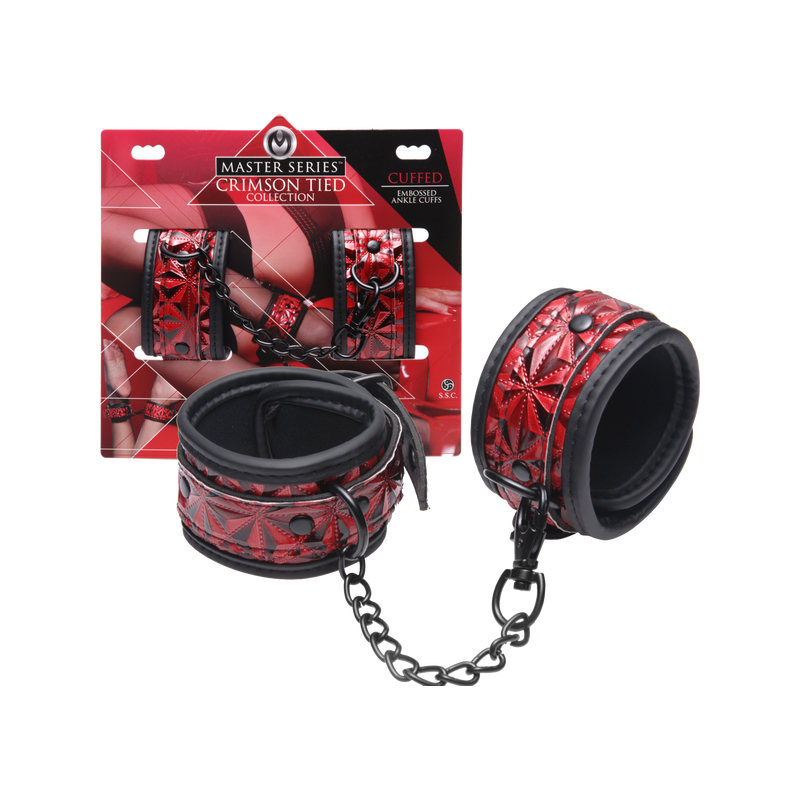 Crimson Tied Embossed Ankle Cuffs