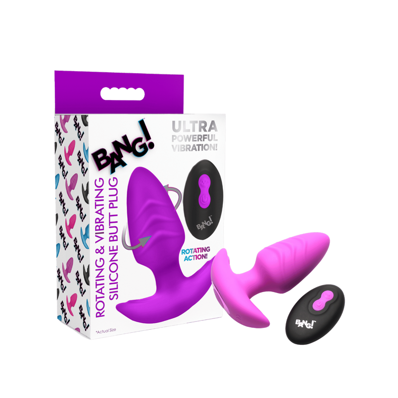 Bang! Rotating & Vibrating Butt Plug with Remote (Purple)