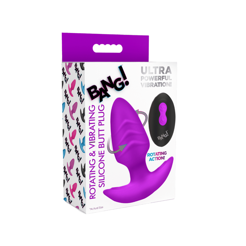 Bang! Rotating & Vibrating Butt Plug with Remote (Purple)